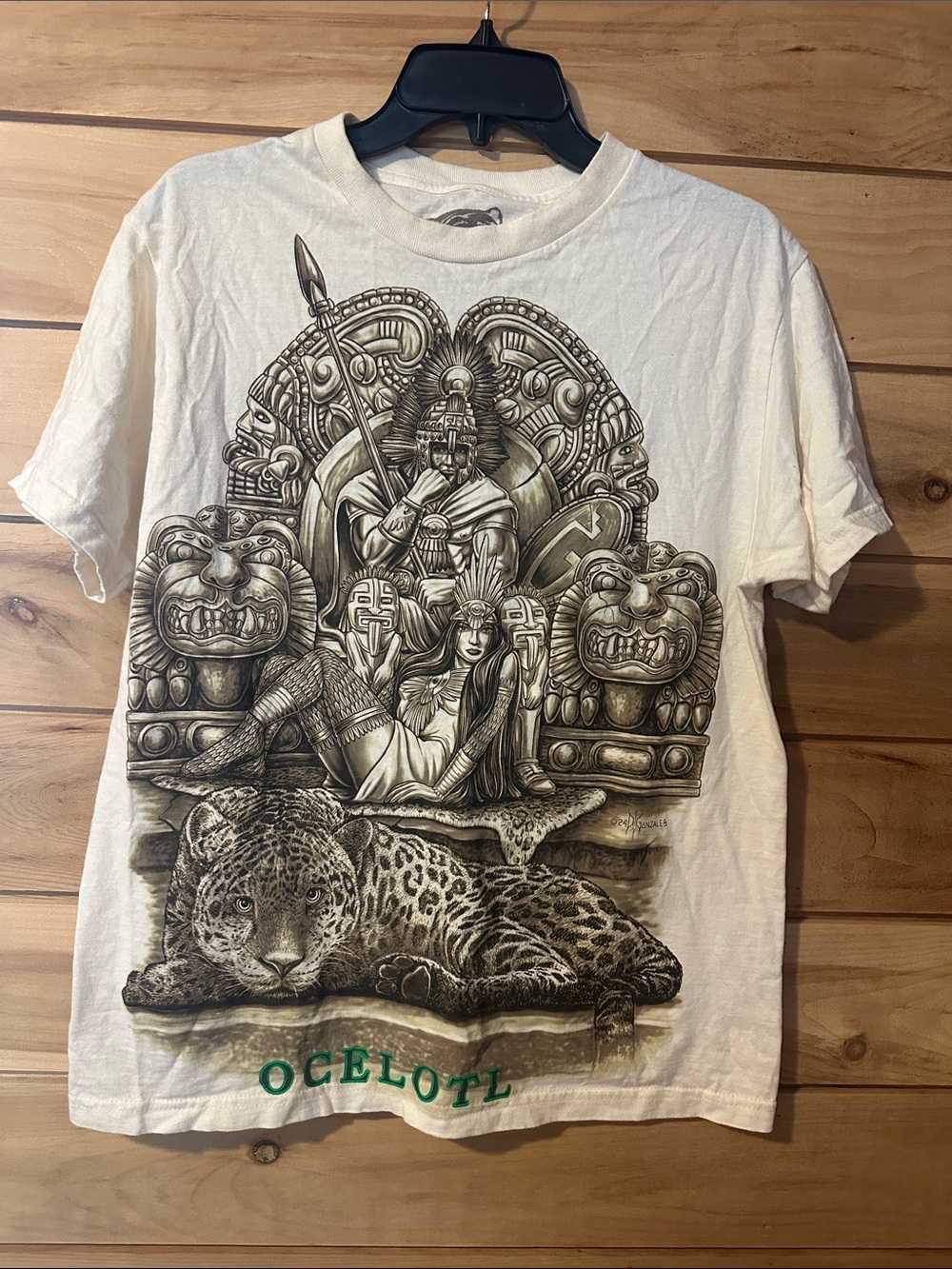 DGA David Gonzales Men’s med "OCELOTL" Jaguar Warrior t-shirt